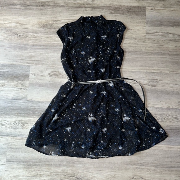 Blue and Black Star Wars Dress with tie fighters and silver belt - Picture 1 of 8